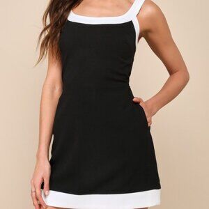 Lulus Posh Darling Black Color Block Sleeveless Mini Dress - Size L